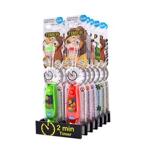[비브라이트]어린이용 캐릭터 LED 타이머 칫솔(정글친구)-1박스(12개입)