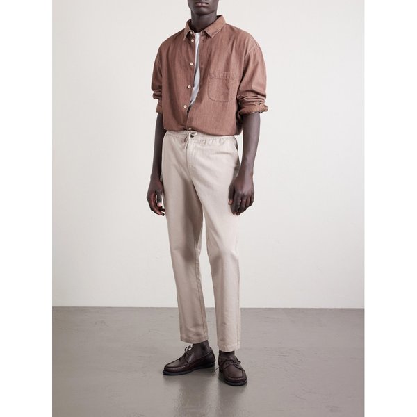 미스터 피 코튼 리넨 블렌드 트윌 드로우스트링 팬츠 46376663163004259