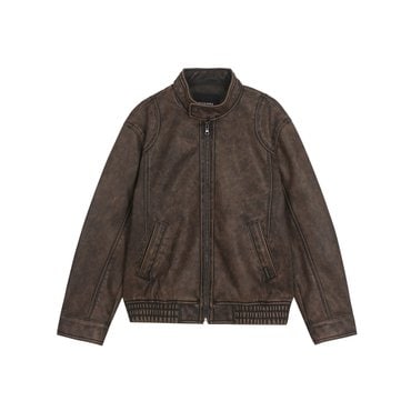 버커루 스탠드 카라 인조가죽 자켓(B255LI380P)