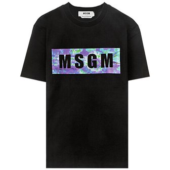 MSGM 20SS 2840MM234 207098 99 멀티 스퀘어 로고 라운드 반팔티셔츠 블랙