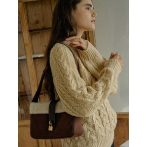 [리퍼브]T Lock Shearling Mustang Bag_Dark Brown