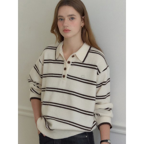 Carolyn Stripe Collar Knit - Ivory