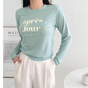 어프레 라운드 긴팔 티셔츠 4color 데일리 레터링 프린팅티 캐주얼 무드 기본 긴팔티