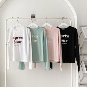 어프레 라운드 긴팔 티셔츠 4color 데일리 레터링 프린팅티 캐주얼 무드 기본 긴팔티