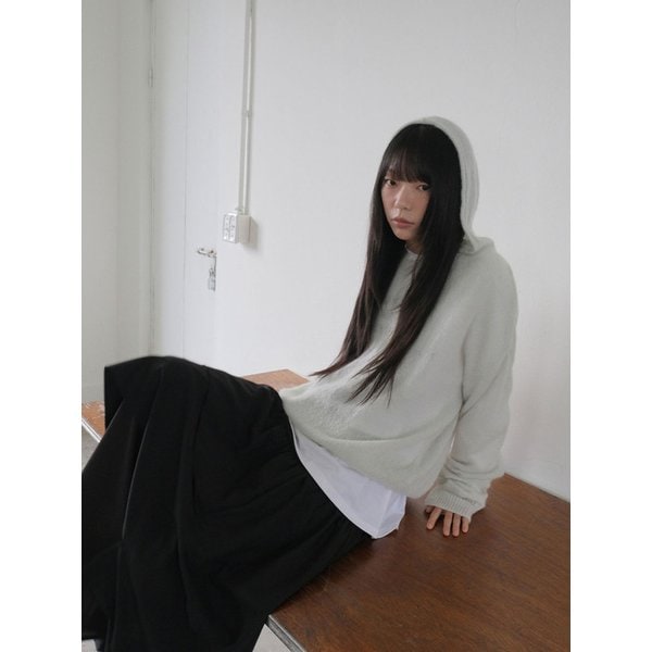 See-through Hood Knit_MINT GRAY