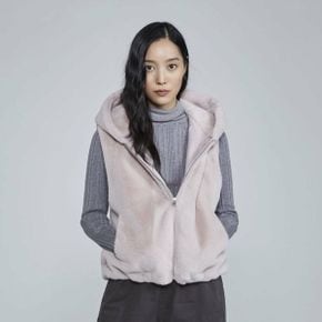 여성 밍크퍼 후드집업 베스트 B224JP900P _P342335551
