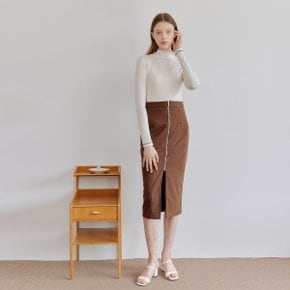 CHECK ZIPPER SKIRT_BROWN