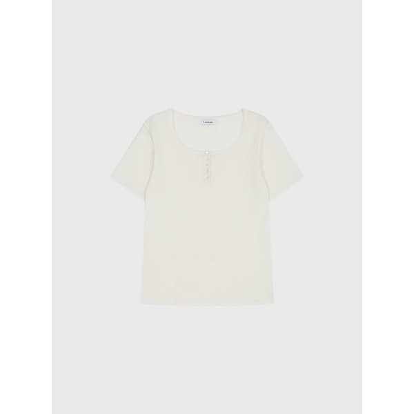 몰리 슬림 버튼 니트 탑_아이보리 / MOLLY SLIM BUTTON KNIT TOP_IVORY