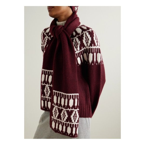 아치4 오스트리아 자카드 니트 캐시미어 스카프 버건디 1647597346590849
