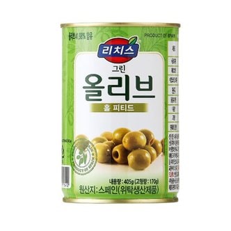  리치스 그린올리브 홀 피티드 405g