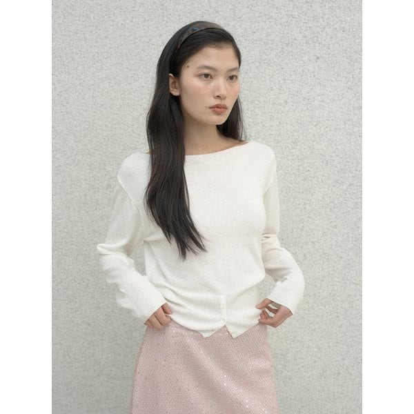 Silk Low Button knitwear - [Ivory]