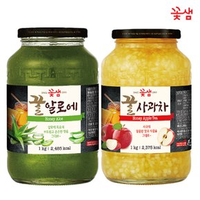 꽃샘 꿀 알로에차 1KG +꿀  사과차 1KG (과일청)