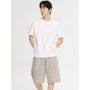 베이지 M.체크 7부 순면 남성 잠옷 파자마 바지