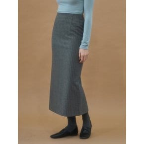 Wool maxi strpe skirt_charcol