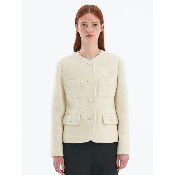 울 블렌드 라운드넥 부클 자켓 OW4SJ1990