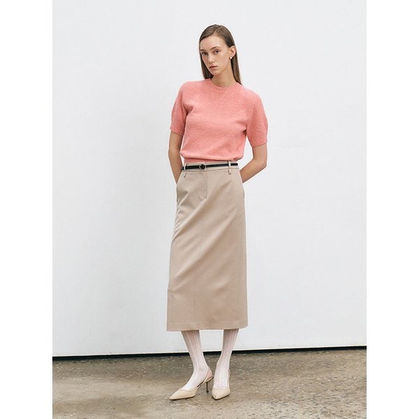 STRAIGHT BELT LONG SKIRT [IVORY][BLACK]