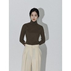 지속가능한 터틀넥 폴라 티셔츠 (4colors) - 모카 소프트 플리츠