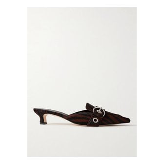 AEYDE 에이디 다니엘 버클 장식 지브라 프린트 포니 헤어 뮬 초콜릿 1647597358230989