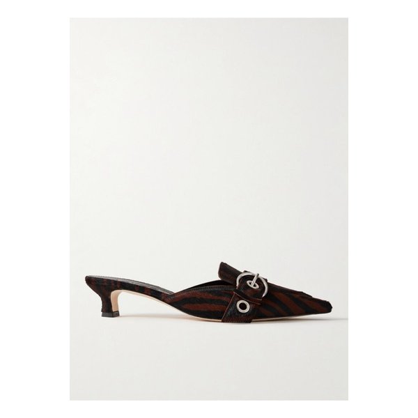 에이디 다니엘 버클 장식 지브라 프린트 포니 헤어 뮬 초콜릿 1647597358230989