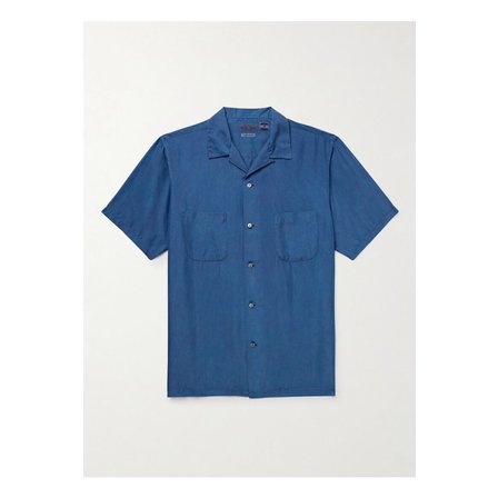 BLUE BLUE JAPAN 블루블루재팬 컨버터블 칼라 인디고 다이 실크 하보타이 셔츠 블루 1647597355796848