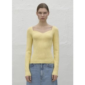(T-6773)NEW HEART NECK RIBBED SLIM KNIT