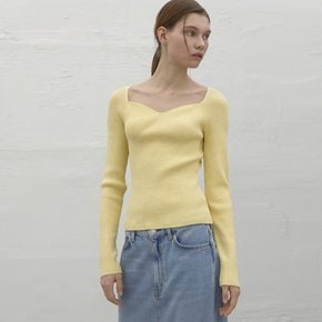 (T-6773)NEW HEART NECK RIBBED SLIM KNIT