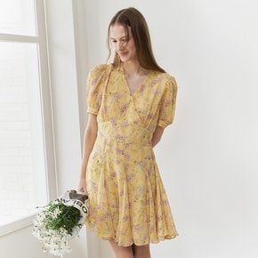 HALF SLEEVES CHIFFON FLARE ONEPIECE_YELLOW