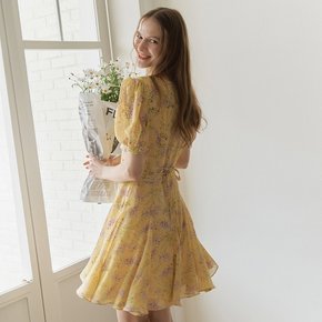 HALF SLEEVES CHIFFON FLARE ONEPIECE_YELLOW