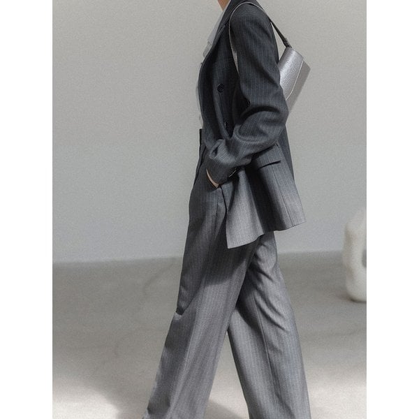 핀ST 와이드 더블브레스트 와이드 트라우저 셋업(그레이)