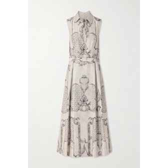 막스마라 벨티드 프린트 트윌 미디 셔츠 원피스 46376663162954432