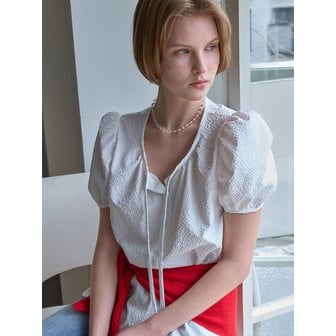 르베티 시어서커 블라우스 화이트 BE065