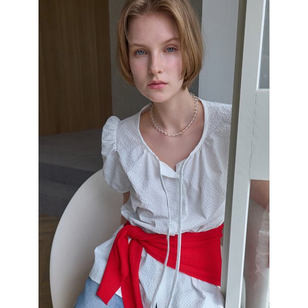 시어서커 블라우스 화이트 BE065