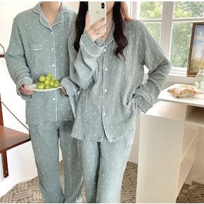 1+1 씨씨 도트 커플 수면 잠옷 파자마 세트