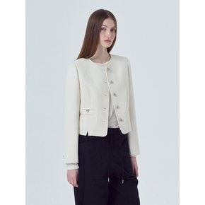 Slit Stitch Tweed Jacket, Ivory