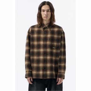 Brown Oversized Fit Fortuny Wool Check Shirt_CWSAW24123BRX