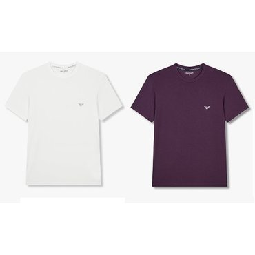 EMPORIO ARMANI 남성 이글 자수 크루넥 레이온 라운지 티셔츠 2종 SET(0814334001,0814334003)