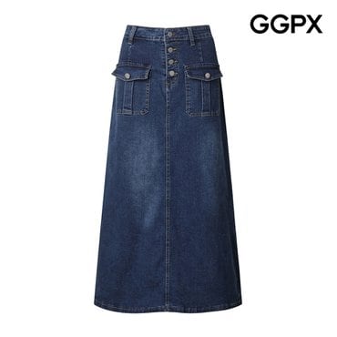 GGPX A라인 맥시 데님 롱 스커트 (GP4SK019F)
