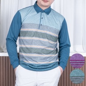 남성 면 코튼 소노라 브리즈 긴팔 카라 티셔츠 그린퍼플/국내생산/95-105/면혼방/피케티/골프티/간절기 남