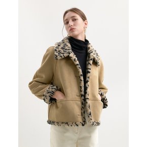 REVERSIBLE FAUX SHEARING JACKET-BEIGE TIGER