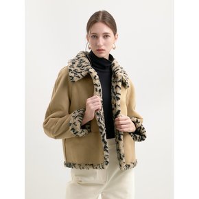 REVERSIBLE FAUX SHEARING JACKET-BEIGE TIGER