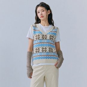 여성 V NECK 패턴 베스트 CFRG7373C05_P346324281