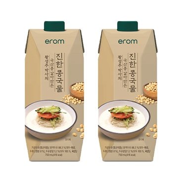  이롬 황성주박사의 국산콩 갈아만든 진한 콩국물 750ml 2개-콩물 콩국 콩국수 황성주두유 뉴밀