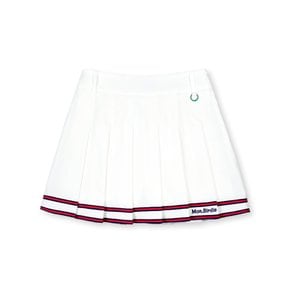 DOUBLE LINE PLEATS SKIRT 더블라인 로고 플리츠 스커트 WHITE&RED