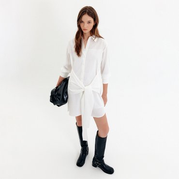 룩캐스트 디아킨 랩 셔츠 드레스_화이트 / DIAKIN WRAP SHIRT DRESS_WHITE