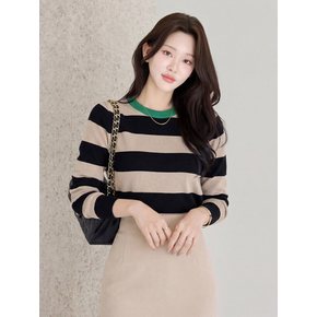 배색 줄지 슬림핏 퍼프 니트_M2602KN621A
