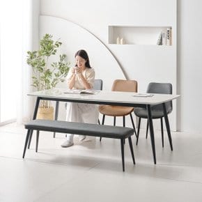 브룩스 24T 유광 1800 저소음 포세린 세라믹 6인 식탁 세트 (식탁+의자3+벤치1)