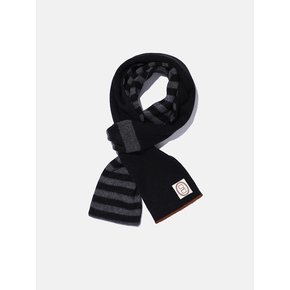 Striped knit muffler / Black charcoal