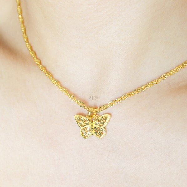 [가앤] 24k순금 행운 나비 목걸이 메달 펜던트 3.75g