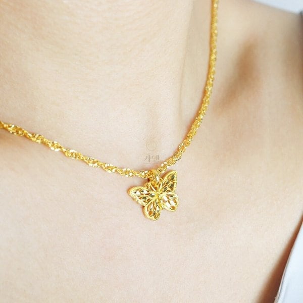[가앤] 24k순금 행운 나비 목걸이 메달 펜던트 3.75g