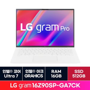 LG [신세계몰][정품 윈도우11홈]LG전자 그램 프로 16인치 16Z90SP-GA7CK 16GB  512GB 교체 ON